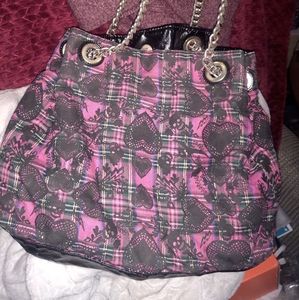 Black and Pink Heart Print Purse